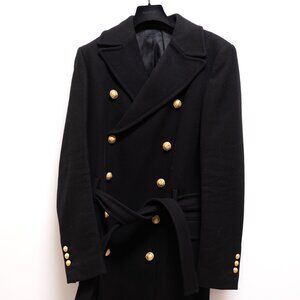 Balmain Men's Long Cashmere Blend Black Jacket Size 48 (M)